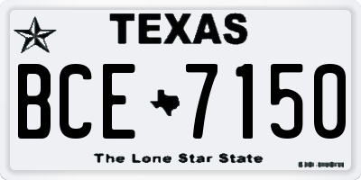 TX license plate BCE7150