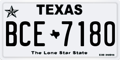 TX license plate BCE7180