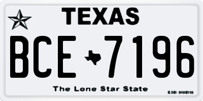 TX license plate BCE7196