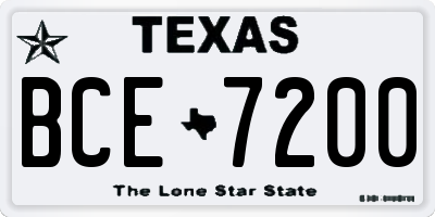 TX license plate BCE7200