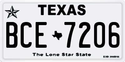 TX license plate BCE7206