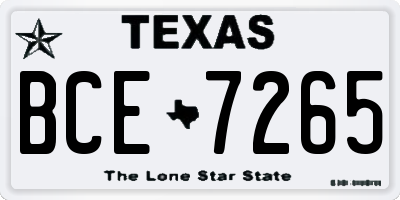 TX license plate BCE7265