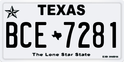 TX license plate BCE7281