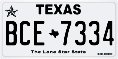 TX license plate BCE7334