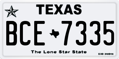 TX license plate BCE7335