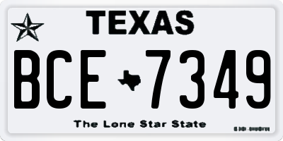 TX license plate BCE7349