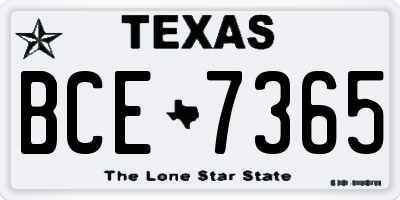 TX license plate BCE7365