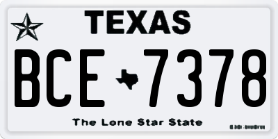 TX license plate BCE7378