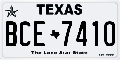 TX license plate BCE7410