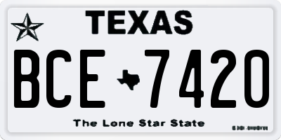 TX license plate BCE7420