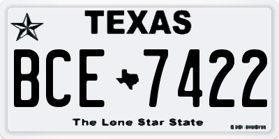 TX license plate BCE7422