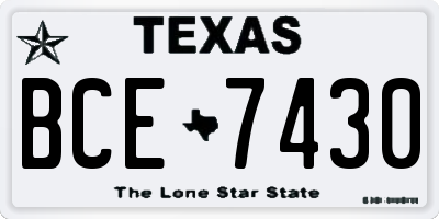 TX license plate BCE7430