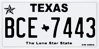 TX license plate BCE7443
