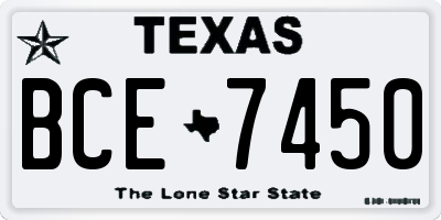 TX license plate BCE7450