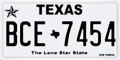 TX license plate BCE7454