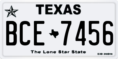 TX license plate BCE7456