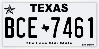 TX license plate BCE7461