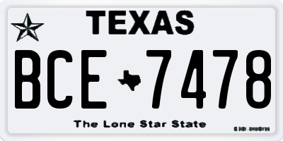 TX license plate BCE7478