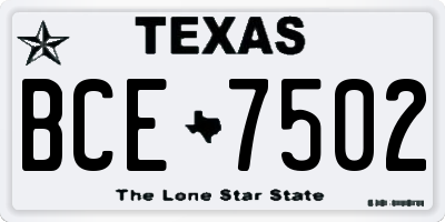 TX license plate BCE7502