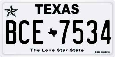 TX license plate BCE7534