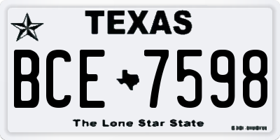 TX license plate BCE7598