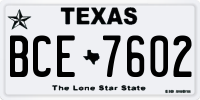 TX license plate BCE7602