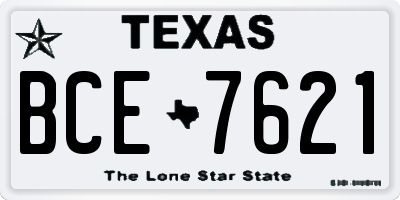 TX license plate BCE7621