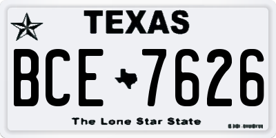 TX license plate BCE7626