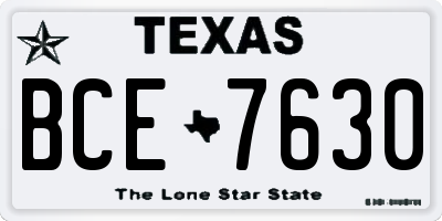 TX license plate BCE7630