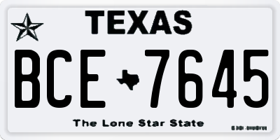 TX license plate BCE7645