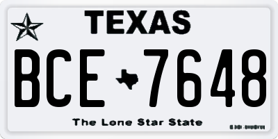 TX license plate BCE7648