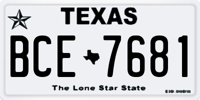 TX license plate BCE7681