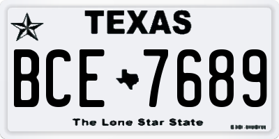 TX license plate BCE7689
