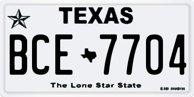 TX license plate BCE7704