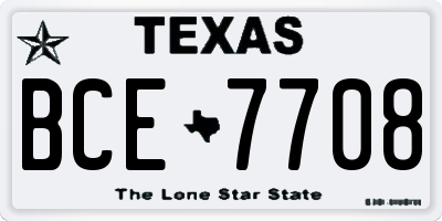 TX license plate BCE7708