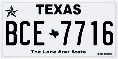 TX license plate BCE7716