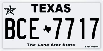 TX license plate BCE7717