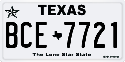 TX license plate BCE7721
