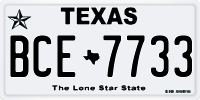 TX license plate BCE7733
