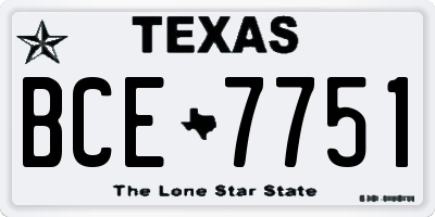 TX license plate BCE7751
