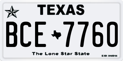 TX license plate BCE7760