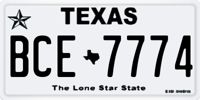 TX license plate BCE7774