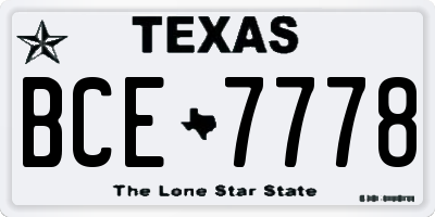 TX license plate BCE7778