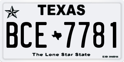 TX license plate BCE7781