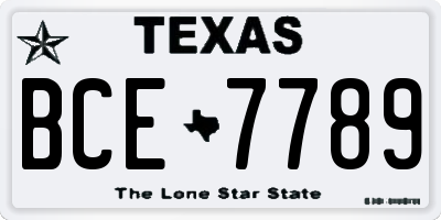 TX license plate BCE7789