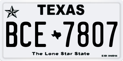 TX license plate BCE7807
