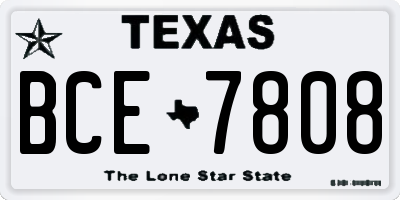 TX license plate BCE7808