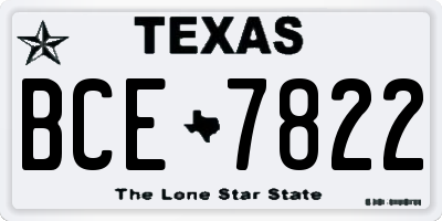TX license plate BCE7822