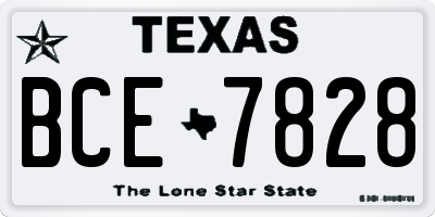 TX license plate BCE7828