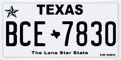 TX license plate BCE7830
